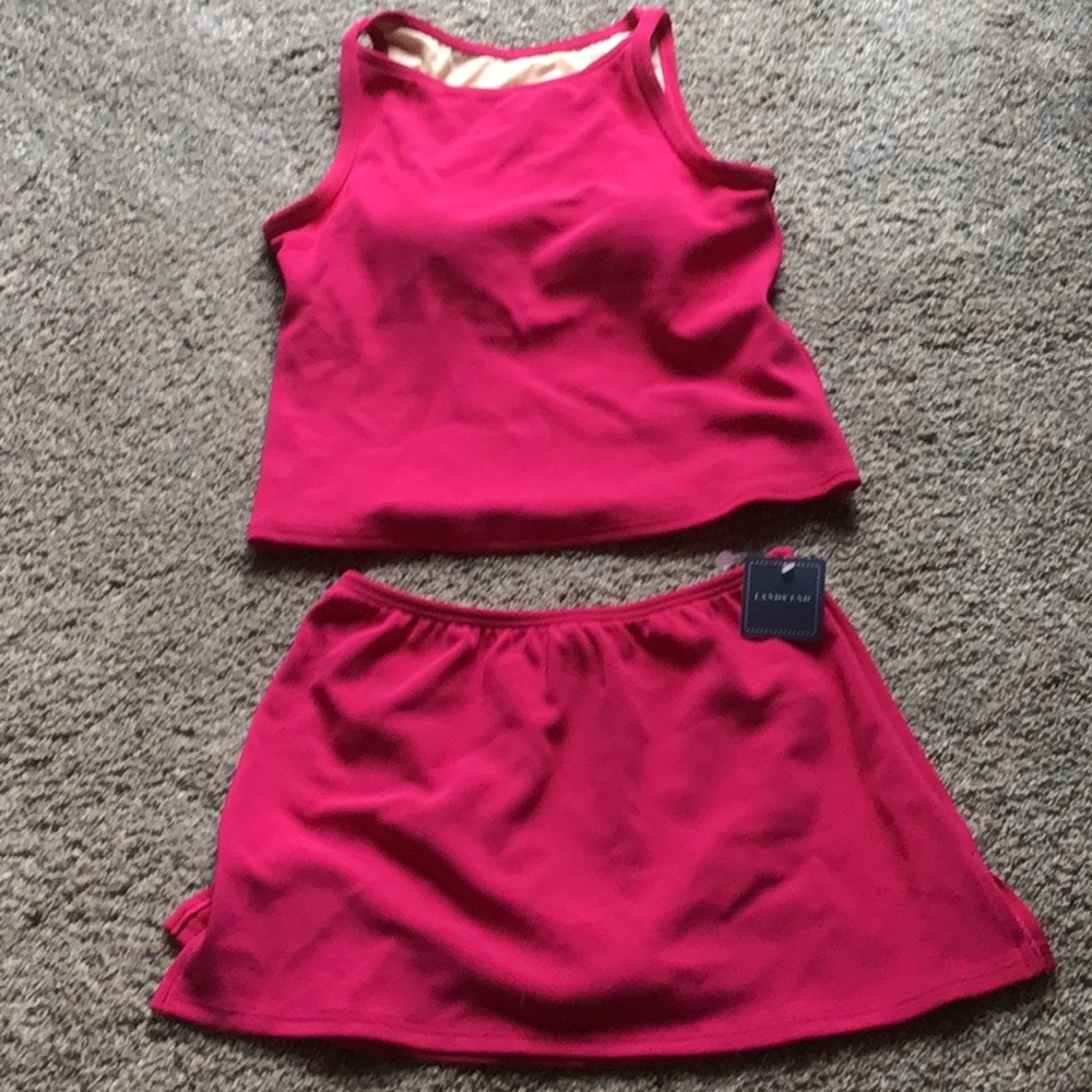 Lands end pink tankini sz 8